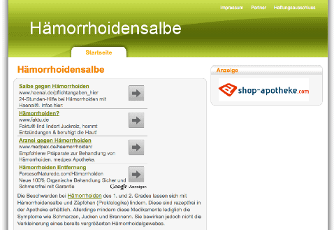 Na gut, es gibt auch schönere Themen mit Einkunfts-Chancen: Affiliate-Seite.